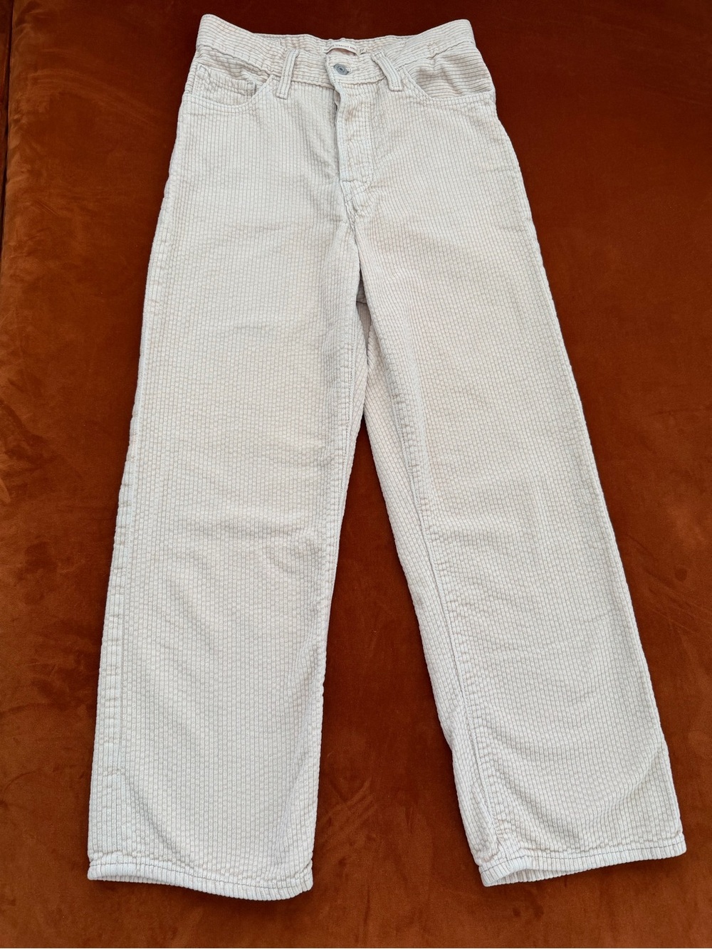 Levi’s Ribcage Straight Mixed Wide Wale Cream Corduroy Ankle 27x27 + Free Pair!